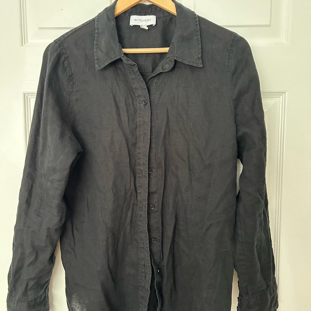 Witchery black linen button down